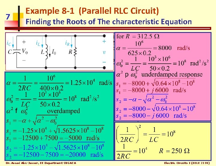 7 Example 8 -1 (Parallel RLC Circuit) Finding the Roots of The characteristic Equation
