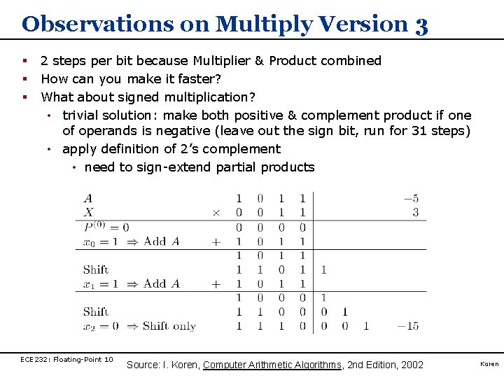 Observations on Multiply Version 3 § § § 2 steps per bit because Multiplier Observations on Multiply Version 3 § § § 2 steps per bit because Multiplier