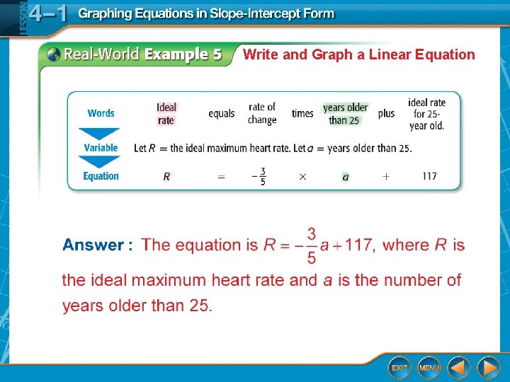 Write and Graph a Linear Equation 