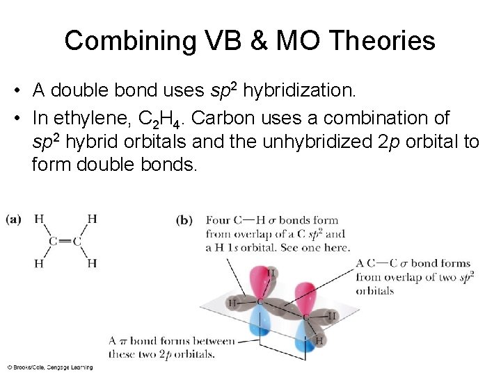 Combining VB & MO Theories • A double bond uses sp 2 hybridization. •