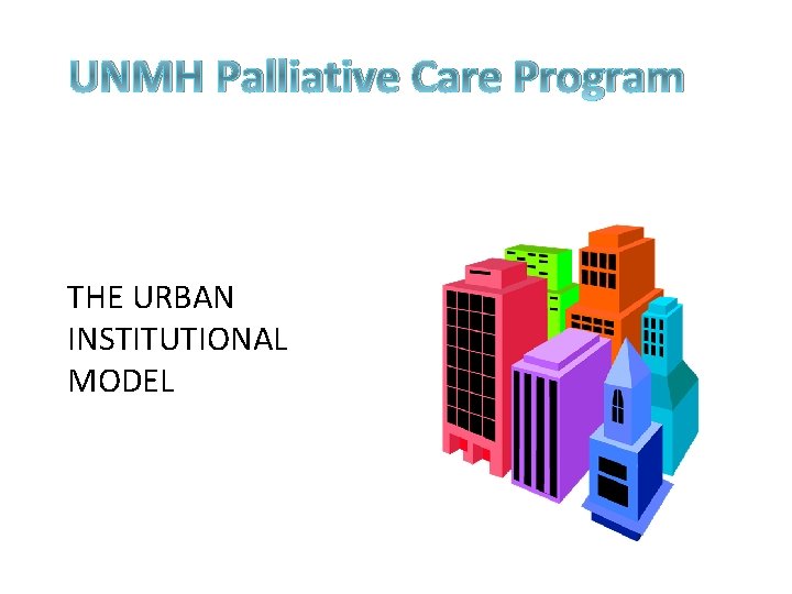 UNMH Palliative Care Program THE URBAN INSTITUTIONAL MODEL 