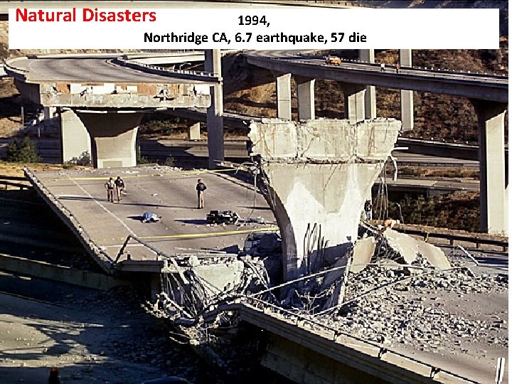 Natural Disasters 1994, Northridge CA, 6. 7 earthquake, 57 die 