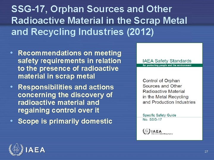 SSG-17, Orphan Sources and Other Radioactive Material in the Scrap Metal and Recycling Industries