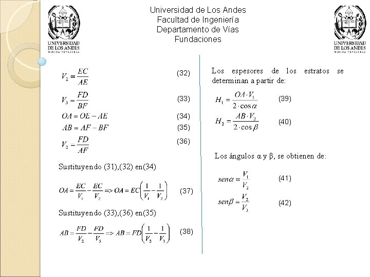 Universidad de Los Andes Facultad de Ingeniería Departamento de Vías Fundaciones (32) (33) (34)