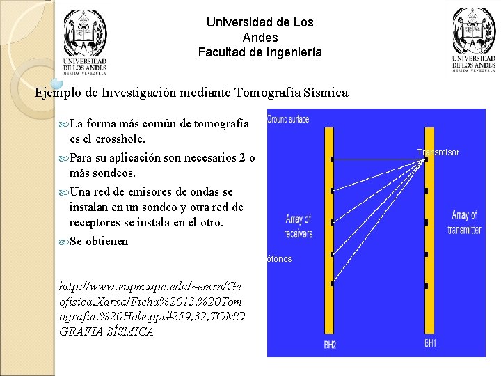 Universidad de Los Andes Facultad de Ingeniería Ejemplo de Investigación mediante Tomografía Sísmica La