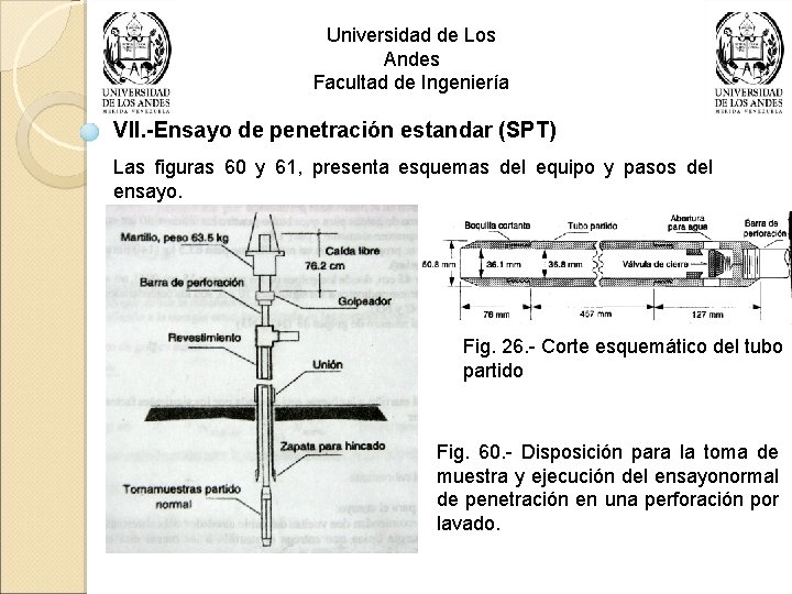 Universidad de Los Andes Facultad de Ingeniería VII. -Ensayo de penetración estandar (SPT) Las