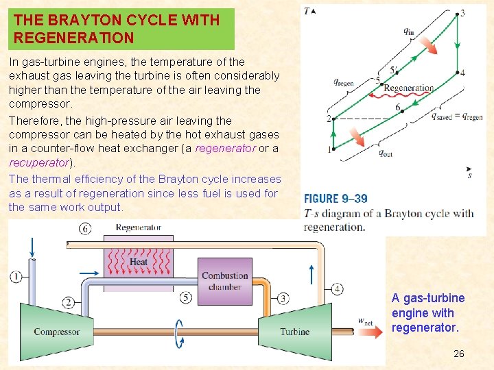 THE BRAYTON CYCLE WITH REGENERATION In gas-turbine engines, the temperature of the exhaust gas