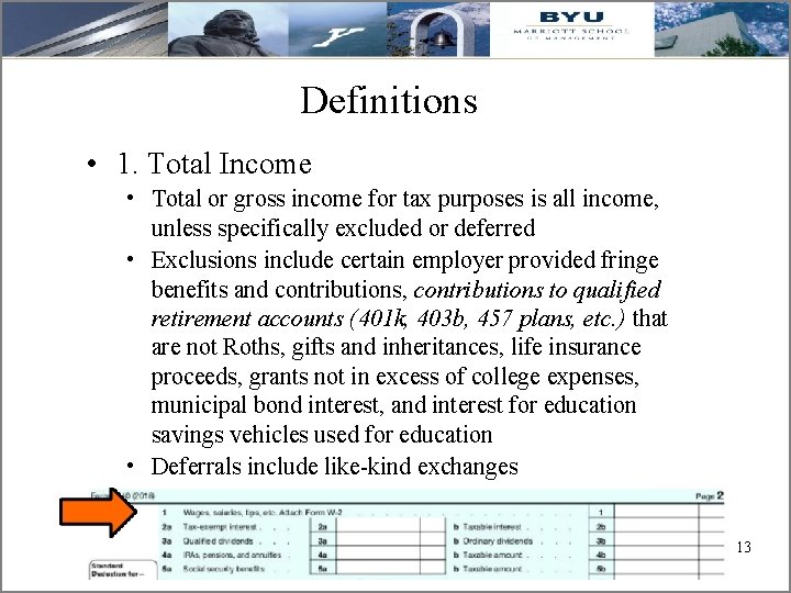 Definitions • 1. Total Income • Total or gross income for tax purposes is