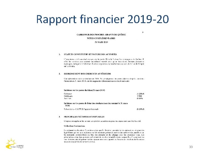 Rapport financier 2019 -20 33 