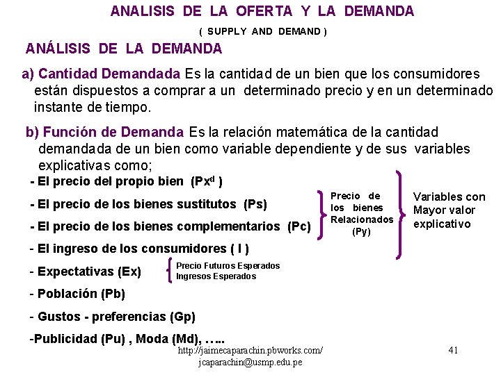 ANALISIS DE LA OFERTA Y LA DEMANDA ( SUPPLY AND DEMAND ) ANÁLISIS DE
