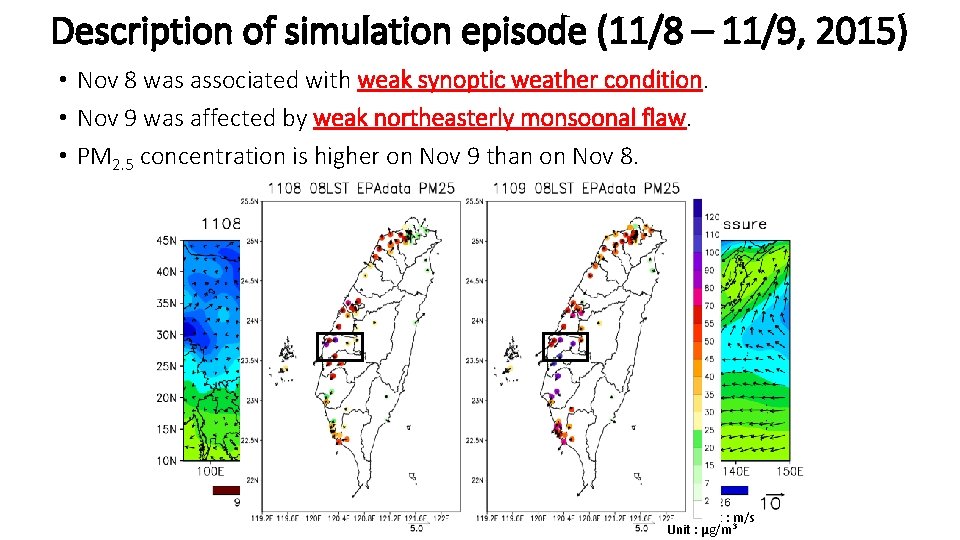 Description of simulation episode (11/8 – 11/9, 2015) • Nov 8 was associated with