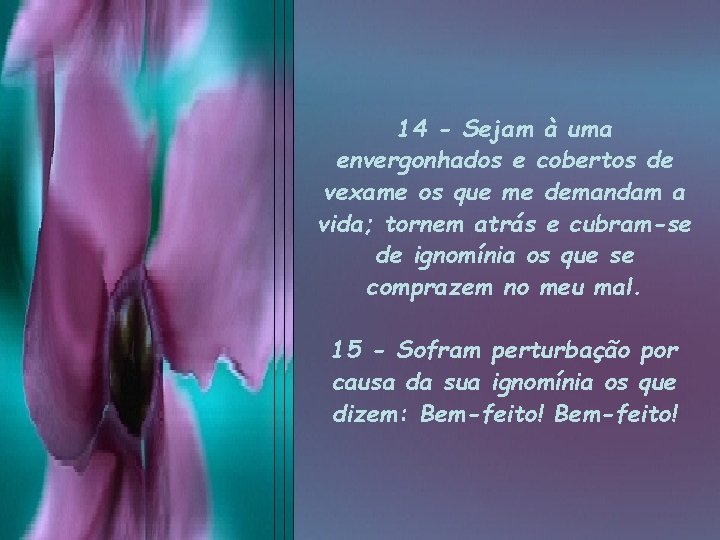 14 - Sejam à uma envergonhados e cobertos de vexame os que me demandam