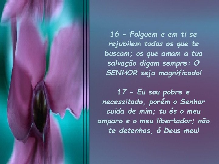 16 - Folguem e em ti se rejubilem todos os que te buscam; os