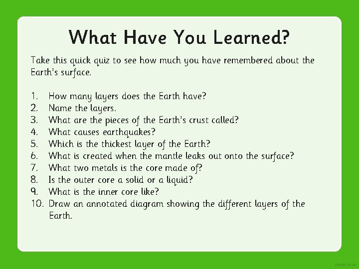 What Have You Learned? Take this quick quiz to see how much you have