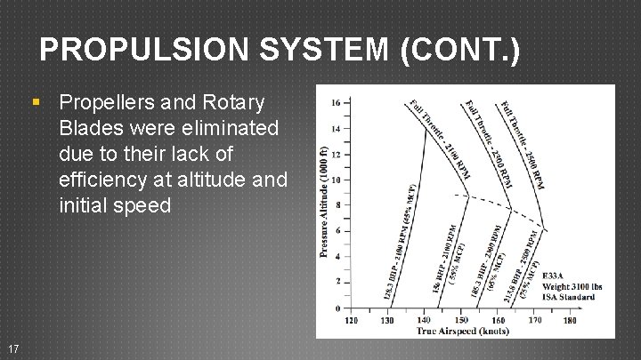 PROPULSION SYSTEM (CONT. ) § Propellers and Rotary Blades were eliminated due to their PROPULSION SYSTEM (CONT. ) § Propellers and Rotary Blades were eliminated due to their