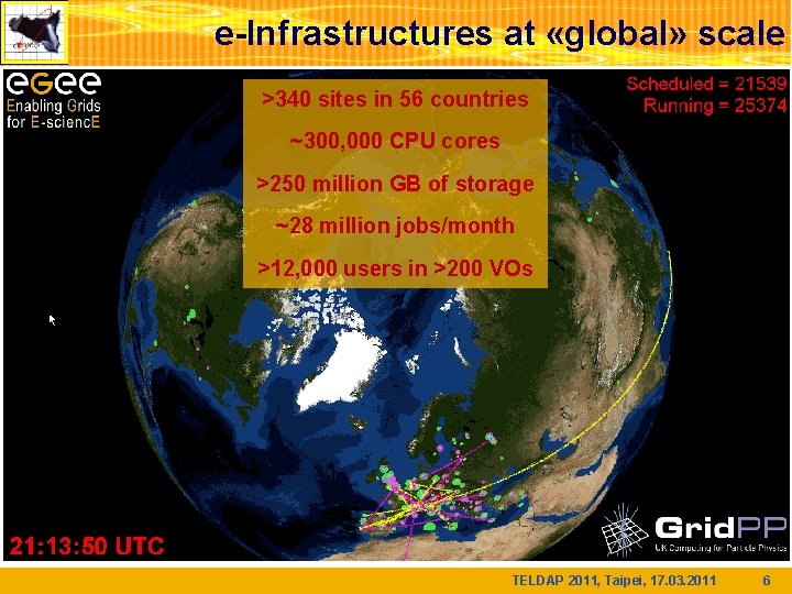 e-Infrastructures at «global» scale >340 sites in 56 countries ~300, 000 CPU cores >250