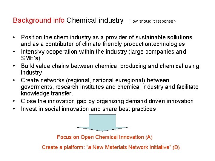 Background info Chemical industry How should it response ? • Position the chem industry
