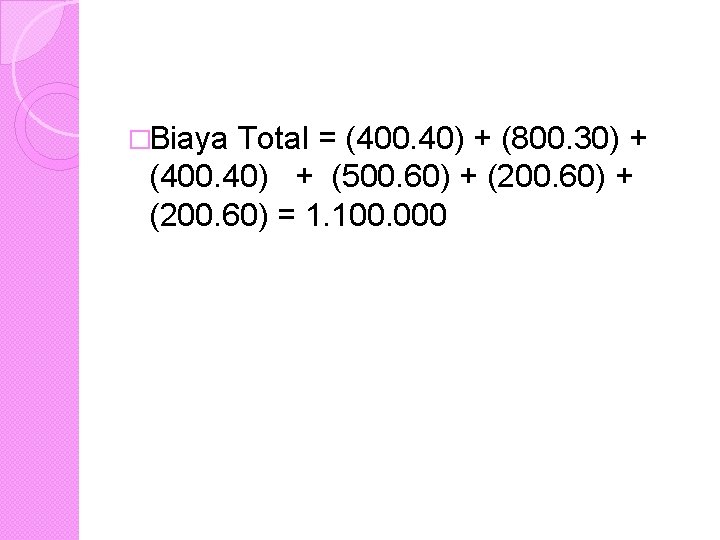 �Biaya Total = (400. 40) + (800. 30) + (400. 40) + (500. 60)