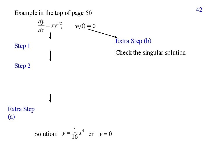 42 Example in the top of page 50 , y(0) = 0 Extra Step