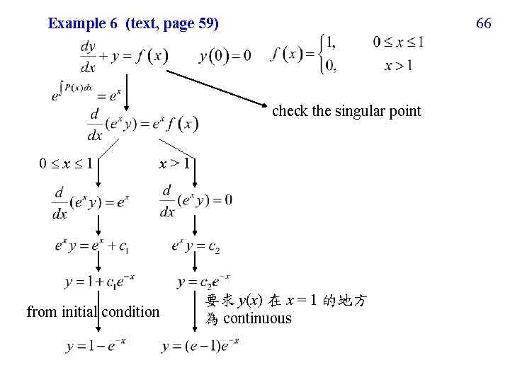 Example 6 (text, page 59) 66 check the singular point 0 x 1 x>1