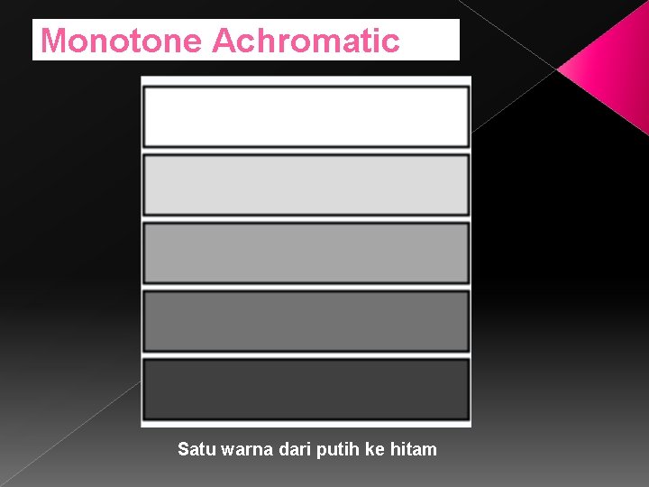 Monotone Achromatic Satu warna dari putih ke hitam 