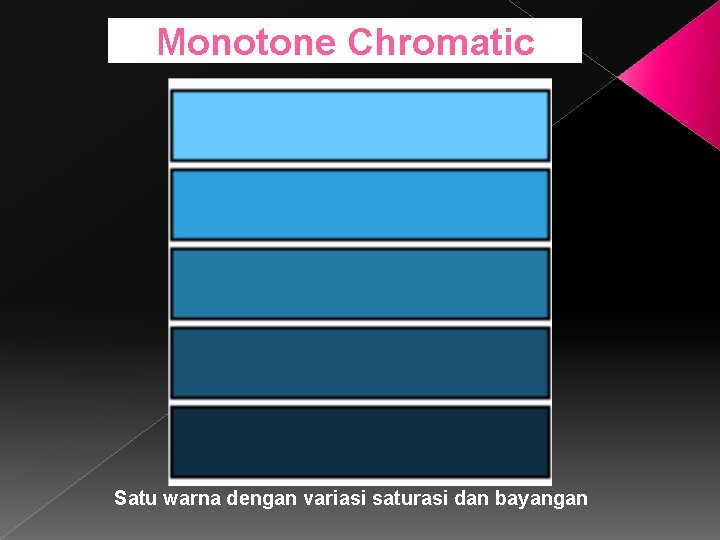 Monotone Chromatic Satu warna dengan variasi saturasi dan bayangan 