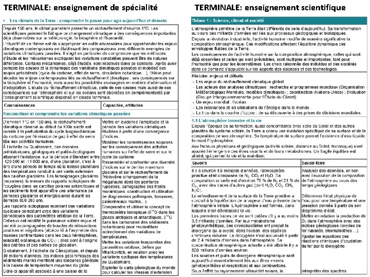 TERMINALE: enseignement de spécialité TERMINALE: enseignement scientifique 10 