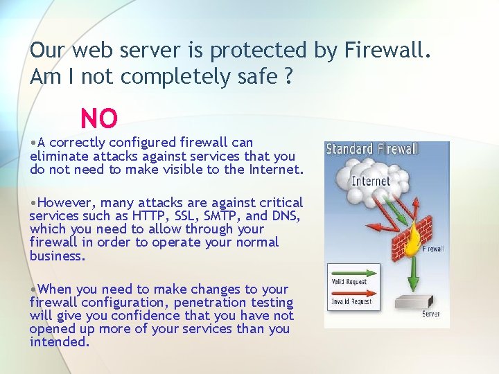 Our web server is protected by Firewall. Am I not completely safe ? NO