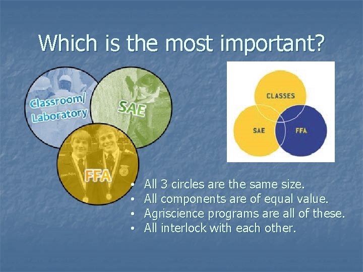 Which is the most important? • • All 3 circles are the same size.