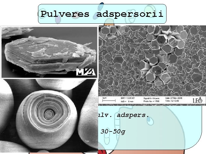 Pulveres adspersorii IPP: Effective: Acidum boricum; Mentholum racemicum; Bismuthi subcarbonas; Ichthammolum, Tanninum Adjuvants: Zinci