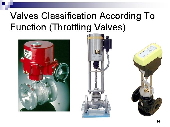 Valves Classification According To Function (Throttling Valves) 14 