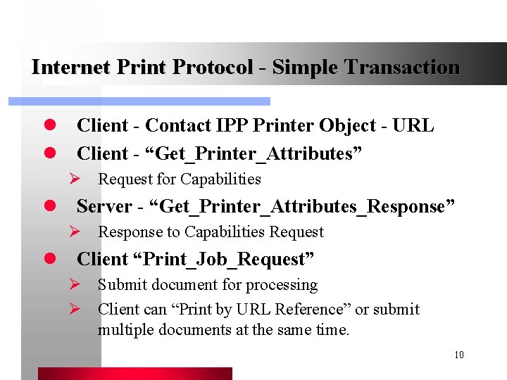 Internet Print Protocol - Simple Transaction l Client - Contact IPP Printer Object -