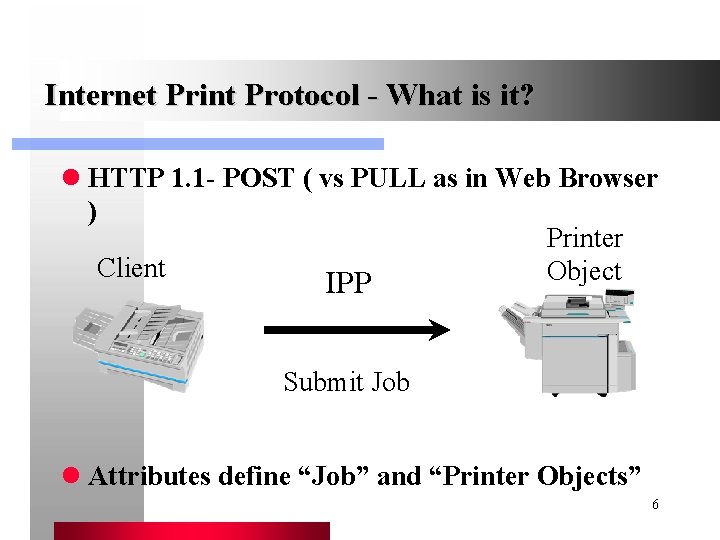 Internet Print Protocol - What is it? l HTTP 1. 1 - POST (