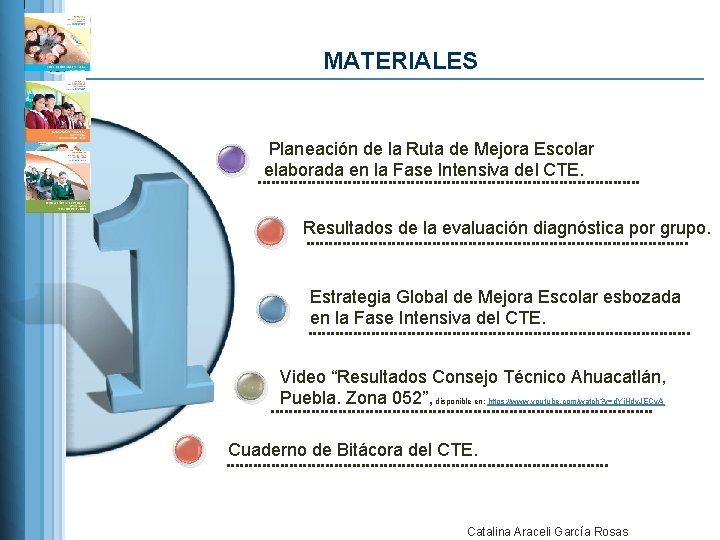 MATERIALES Planeación de la Ruta de Mejora Escolar elaborada en la Fase Intensiva del