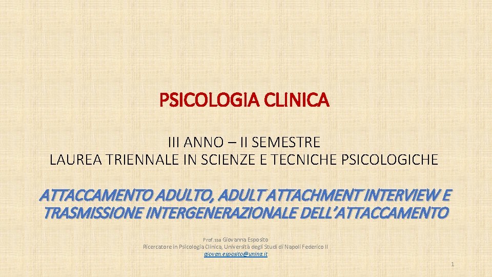 PSICOLOGIA CLINICA III ANNO II SEMESTRE LAUREA TRIENNALE