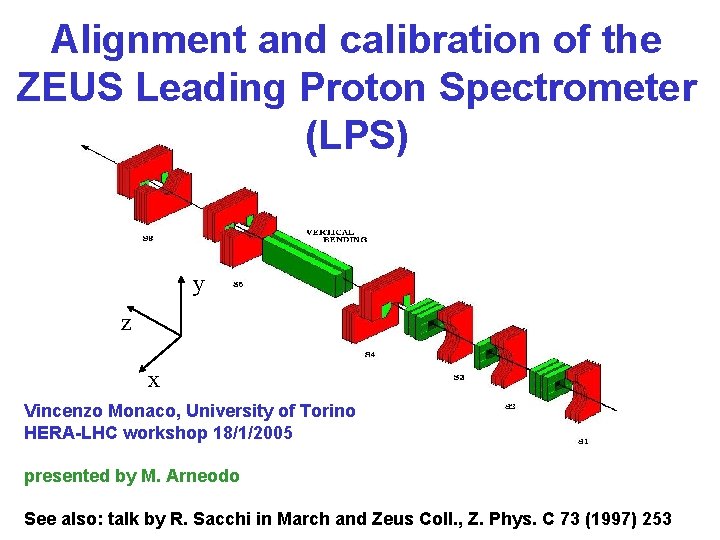 Alignment and calibration of the ZEUS Leading Proton Spectrometer (LPS) y z x Vincenzo