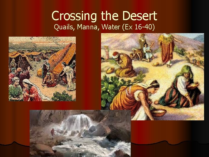 Crossing the Desert Quails, Manna, Water (Ex 16 -40) 
