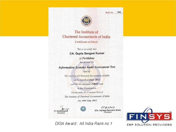 DISA Award : All India Rank no 1 © 2007 Grant Thornton India Pvt.