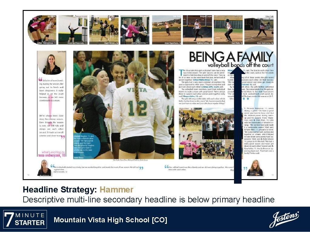 Headline Strategy: Hammer Descriptive multi-line secondary headline is below primary headline Mountain Vista High