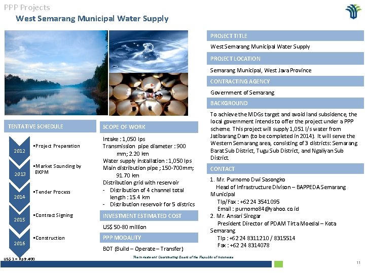 PPP Projects West Semarang Municipal Water Supply PROJECT TITLE West Semarang Municipal Water Supply