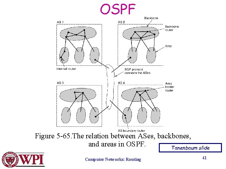 OSPF Figure 5 -65. The relation between ASes, backbones, and areas in OSPF. Tanenbaum
