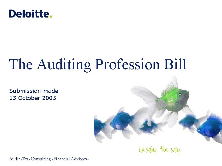 The Auditing Profession Bill Submission made 13 October 2005 © 2005 Deloitte Touche Tohmatsu