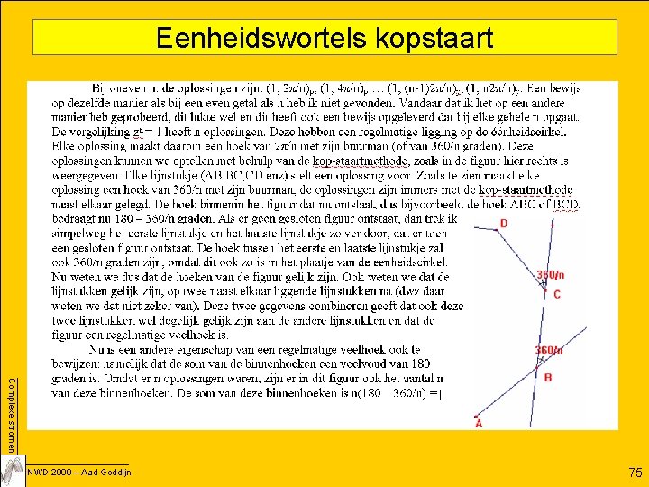 Eenheidswortels kopstaart Complexe stromen NWD 2009 – Aad Goddijn 75 