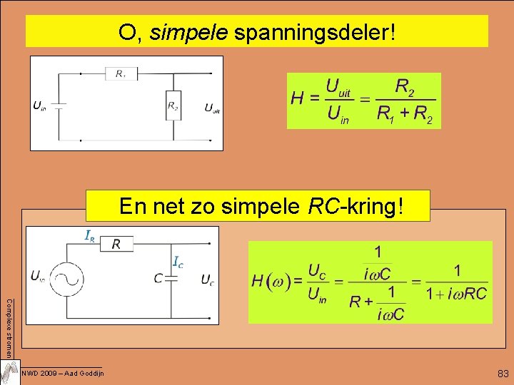 O, simpele spanningsdeler! En net zo simpele RC-kring! Complexe stromen NWD 2009 – Aad