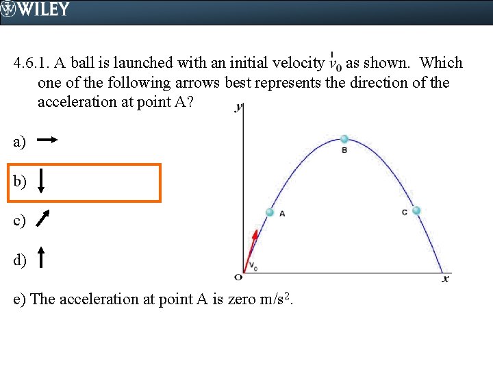 4. 6. 1. A ball is launched with an initial velocity as shown. Which