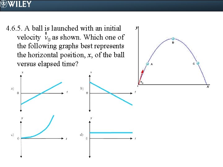 4. 6. 5. A ball is launched with an initial velocity as shown. Which