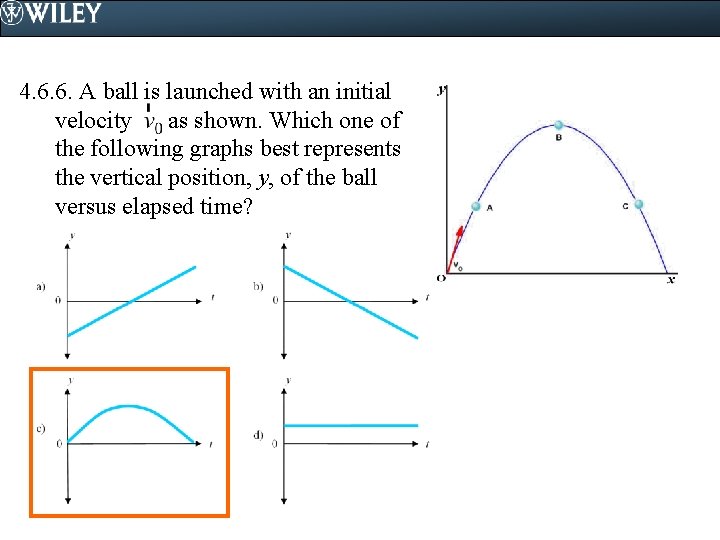 4. 6. 6. A ball is launched with an initial velocity as shown. Which