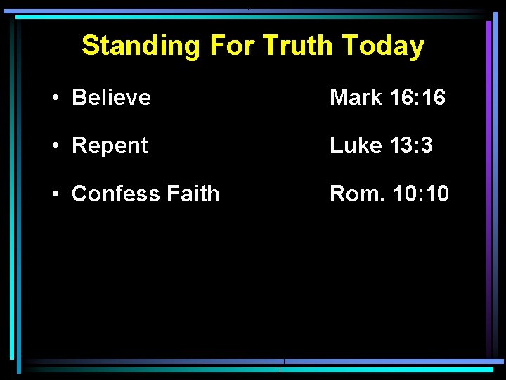 Standing For Truth Today • Believe Mark 16: 16 • Repent Luke 13: 3