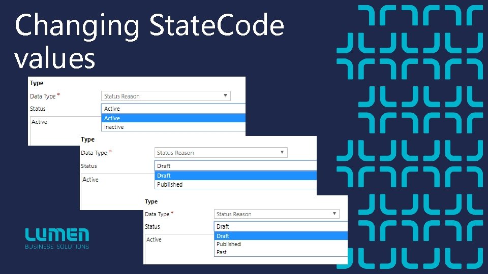 Changing State. Code values 