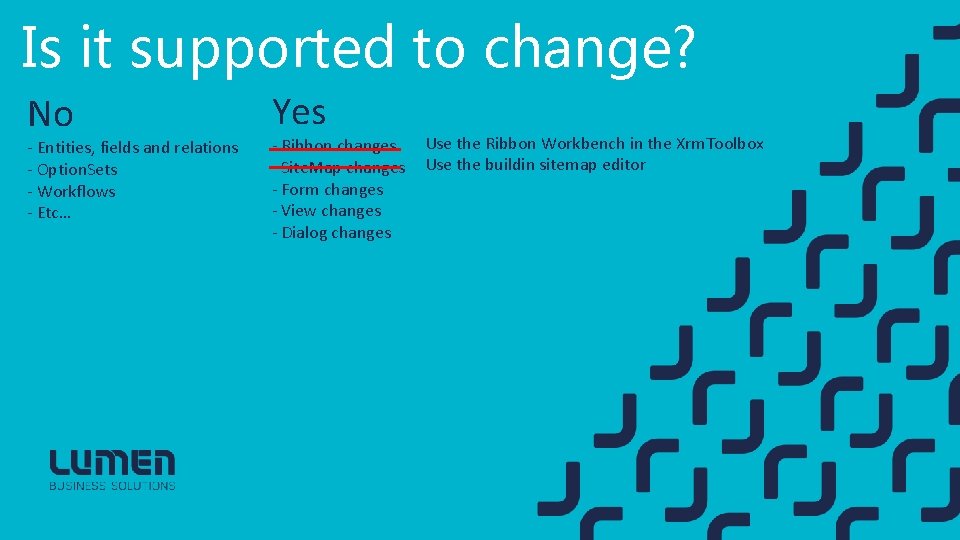 Is it supported to change? No - Entities, fields and relations - Option. Sets